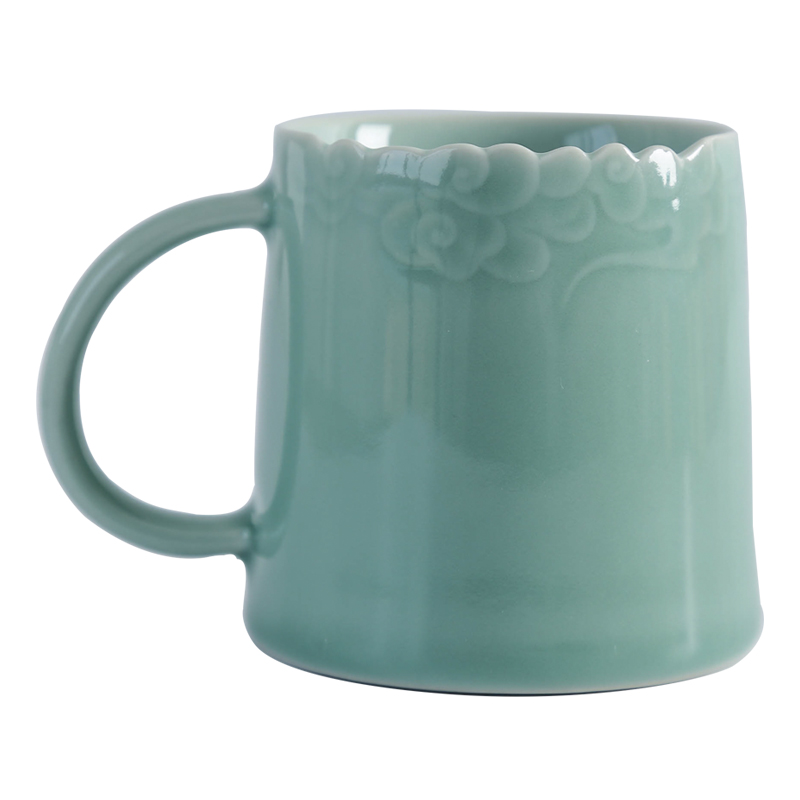 Longquan celadon cup xiangyun creative glass office cup household of Chinese style restoring ancient ways is the gift cup coffee cup with handle