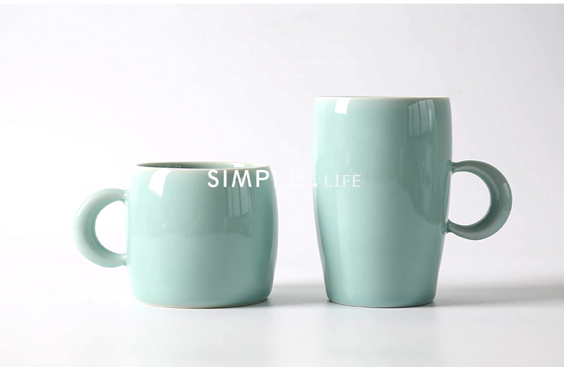 Longquan celadon mugs ceramic drinking a cup of Japanese simple office coffee cup high - capacity of new tea cup