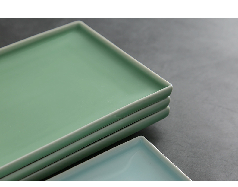 Longquan celadon plate Japanese sushi rectangle plate household contracted fish dish plate creative large - sized western dishes