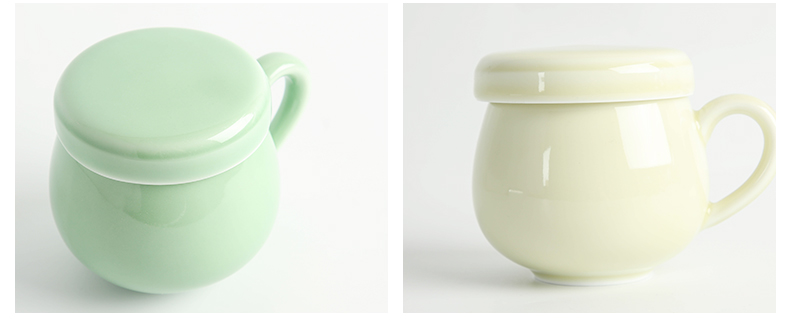 Longquan celadon mugs ceramic filter with cover glass domestic large capacity cup office glass tea cup