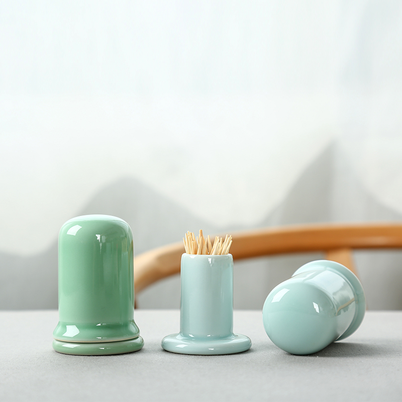 Longquan celadon toothpicks extinguishers portable mini ceramic toothpick household contracted toothpick toothpick box restaurant tank