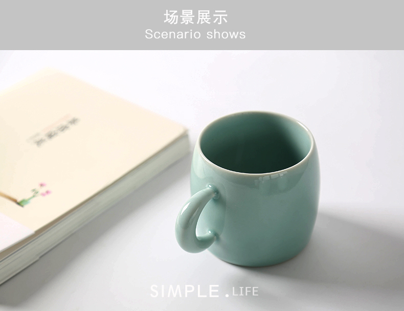 Longquan celadon mugs ceramic drinking a cup of Japanese simple office coffee cup high - capacity of new tea cup