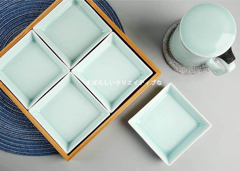 Longquan celadon square plate creative multiple disc ceramic plate frame Japanese fruit platter of dried fruit sushi plate