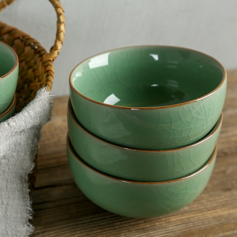 Brother celadon eat rice bowls bowl longquan up slicing bowls with 4.5 inch single bowl bowl of new ceramic tableware