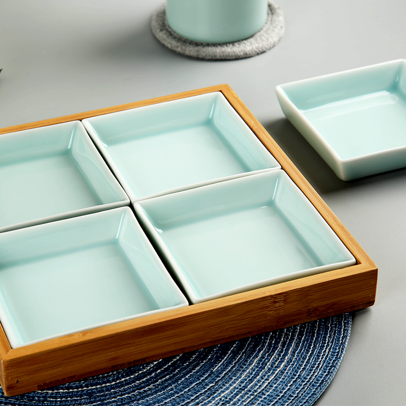 Longquan celadon square plate creative multiple disc ceramic plate frame Japanese fruit platter of dried fruit sushi plate