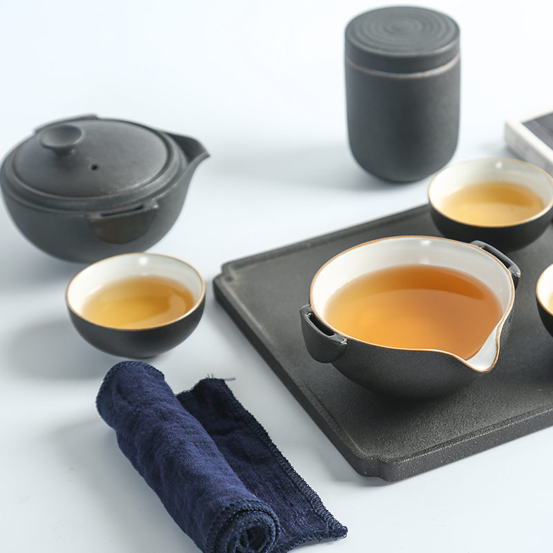 Travel tea set suit portable kung fu tea set 2/3 people receive package crack of ceramic Japanese contracted tea cup