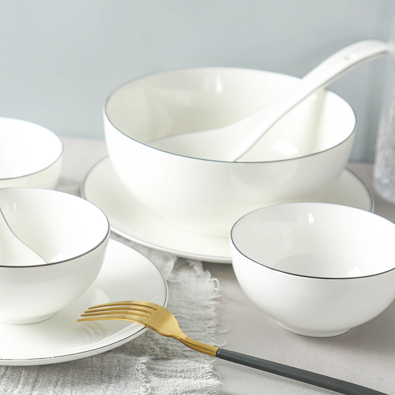 Dishes suit household eat rice bowl European contracted ceramic bowl chopsticks combination Japanese Nordic ins wind plate