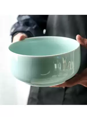 Celadon tableware large soup bowl Chinese household rice bowl Simple solid color instant noodle bowl Japanese ceramic large bowl vegetable bowl