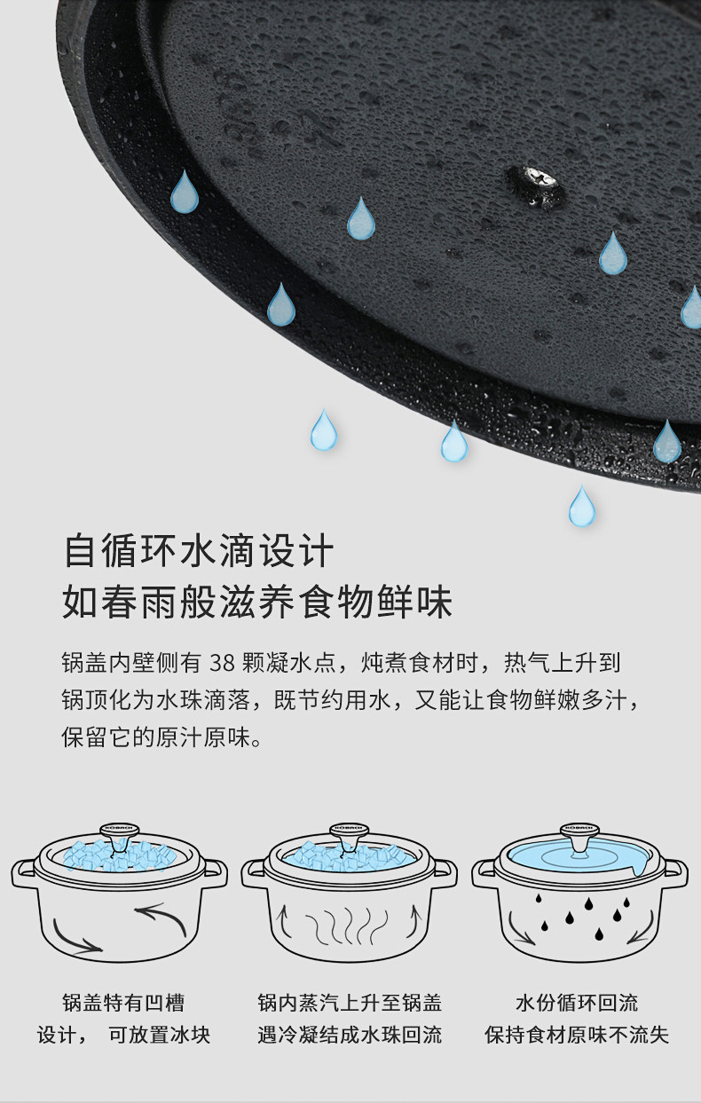 康巴赫 高颜值珐琅铸铁锅 24cm/4L 图6