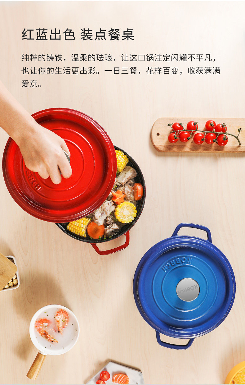 KBH 康巴赫 珐琅锅铸铁锅 4L 天猫优惠券折后￥209包邮（￥499-290）送防烫手套