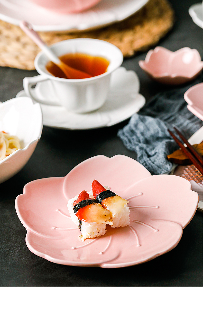 Japanese cherry blossom put ceramic dish dish creative bowl dish breakfast plate tableware suit dish fruit snack plate coffee cup