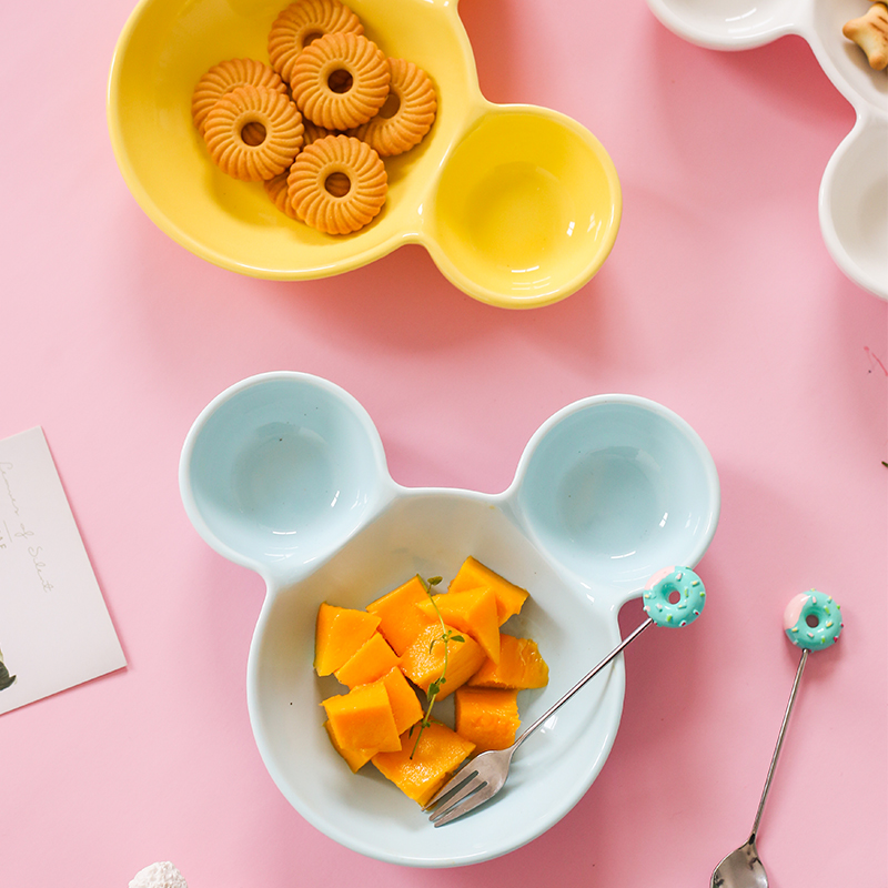 Baby, lovely mickey ceramic plate suit children 's creative bowl plate FanPan cartoon points breakfast tray