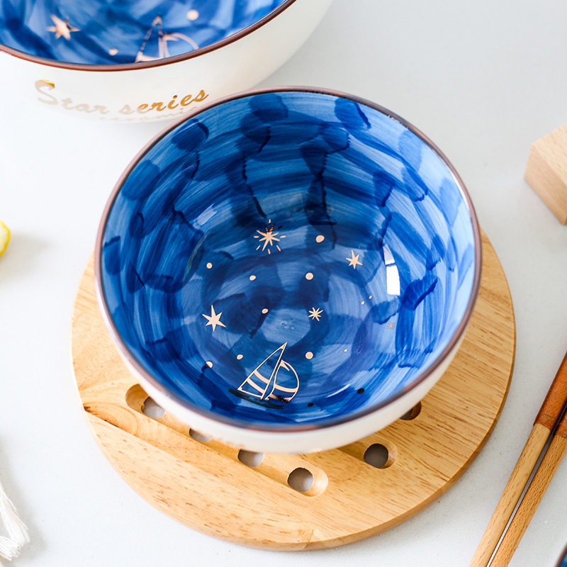 Nordic ceramic salad bowl, ceramic bowl bowl sky, lovely breakfast eat big household fruits dessert bowl of beef noodles in soup bowl
