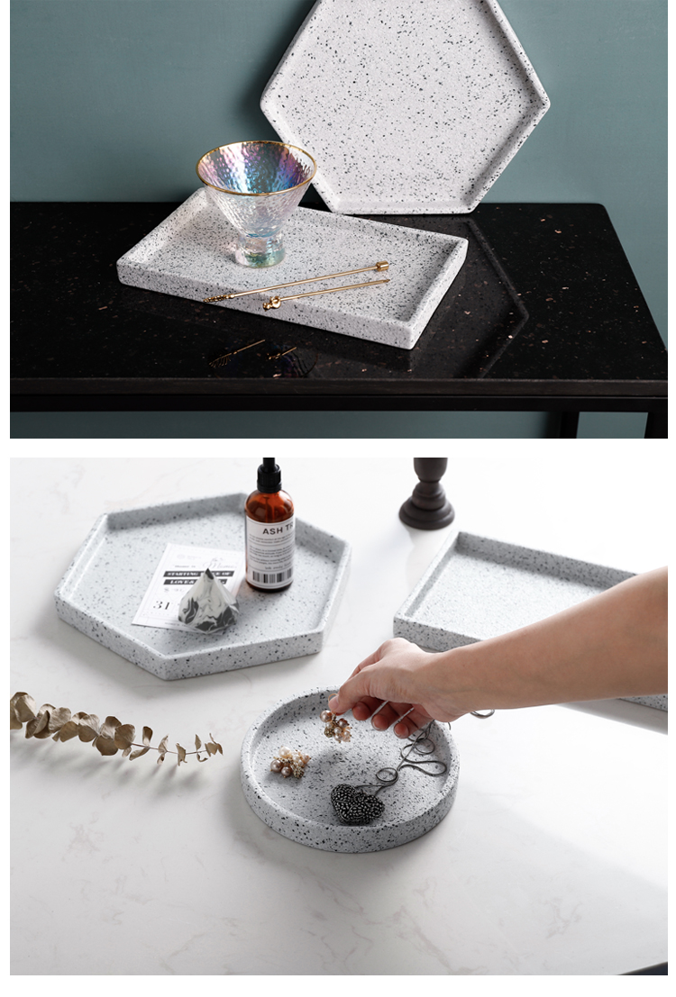 Western food steak terrazzo ceramic plate plate photo tray was first adorn article posed the Nordic household hexagonal plate plate