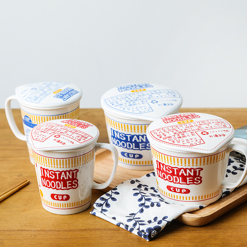 Northern wind creative household ceramics noodles glass bowl with cover bento li riceses leave soup bowl suit students lunch box