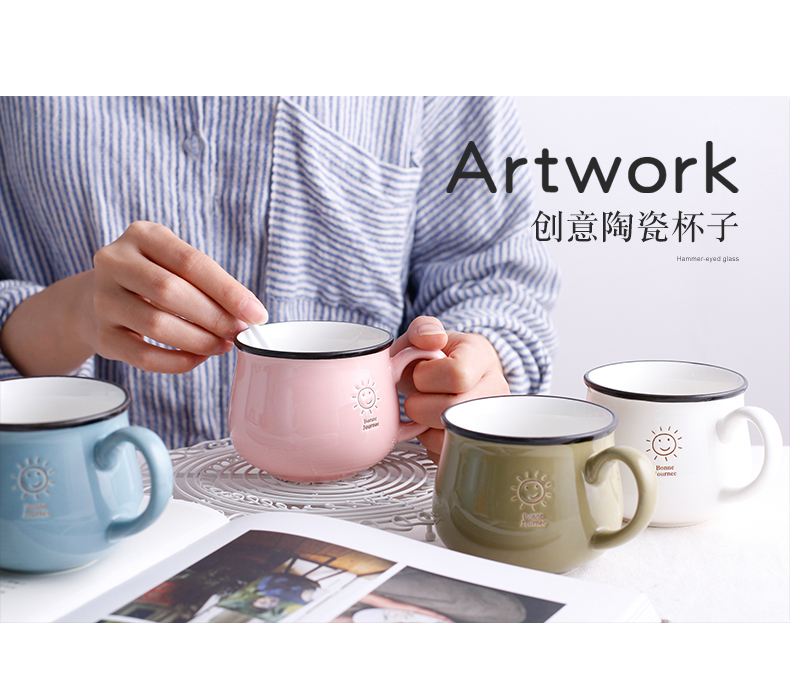Northern wind creative lovely smiling face mark ceramic cup ultimately responds a cup of milk for breakfast cup of office coffee cup