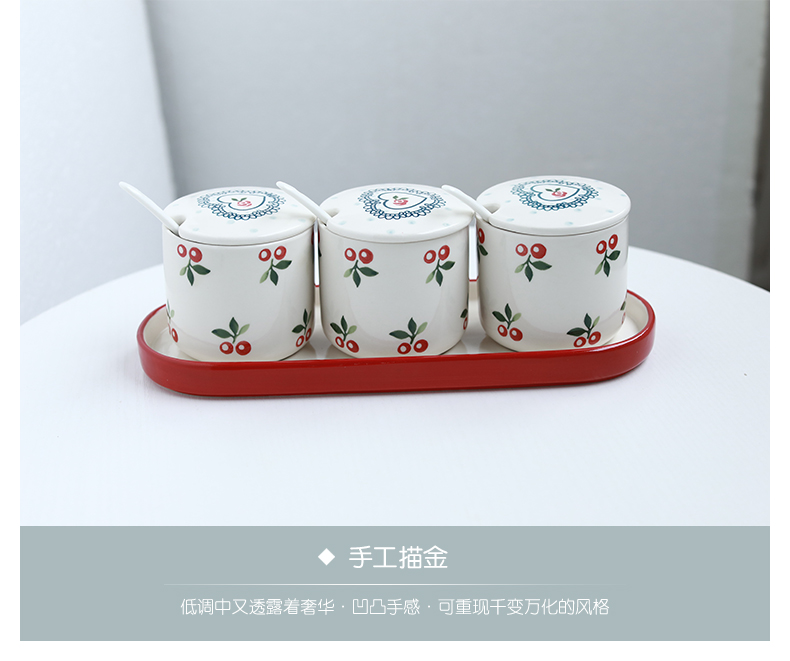 Northern wind INS cherry seasoning sauce seasoning box of kitchen pot of pottery and porcelain ceramic chopsticks home drop tube