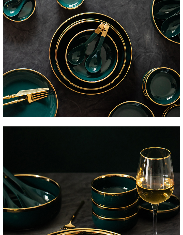 Nordic light ins web celebrity up phnom penh key-2 luxury home suit emerald plate tableware ceramic bowl dish dish bowl