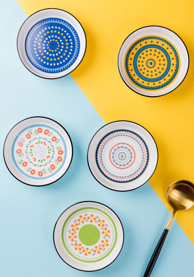 The Nordic nation wind flower ceramic dishes dish of soy sauce vinegar flavor dish household small baking bowl dessert dim sum dishes