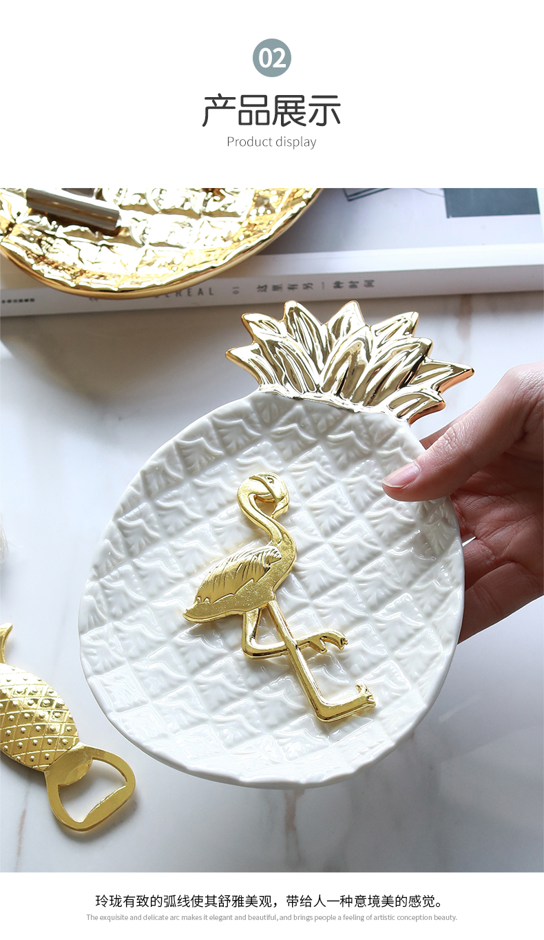 Jingdezhen in Europe and the tide product golden pineapple ceramic decoration plate to receive a plate of fruit salad plate jewelry plate