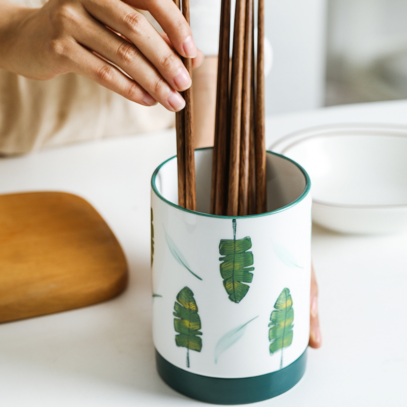 Creative, Nordic dobbin pen container variable glaze ceramic tube of chopsticks chopsticks box son chopsticks hand - made tableware kitchen supplies