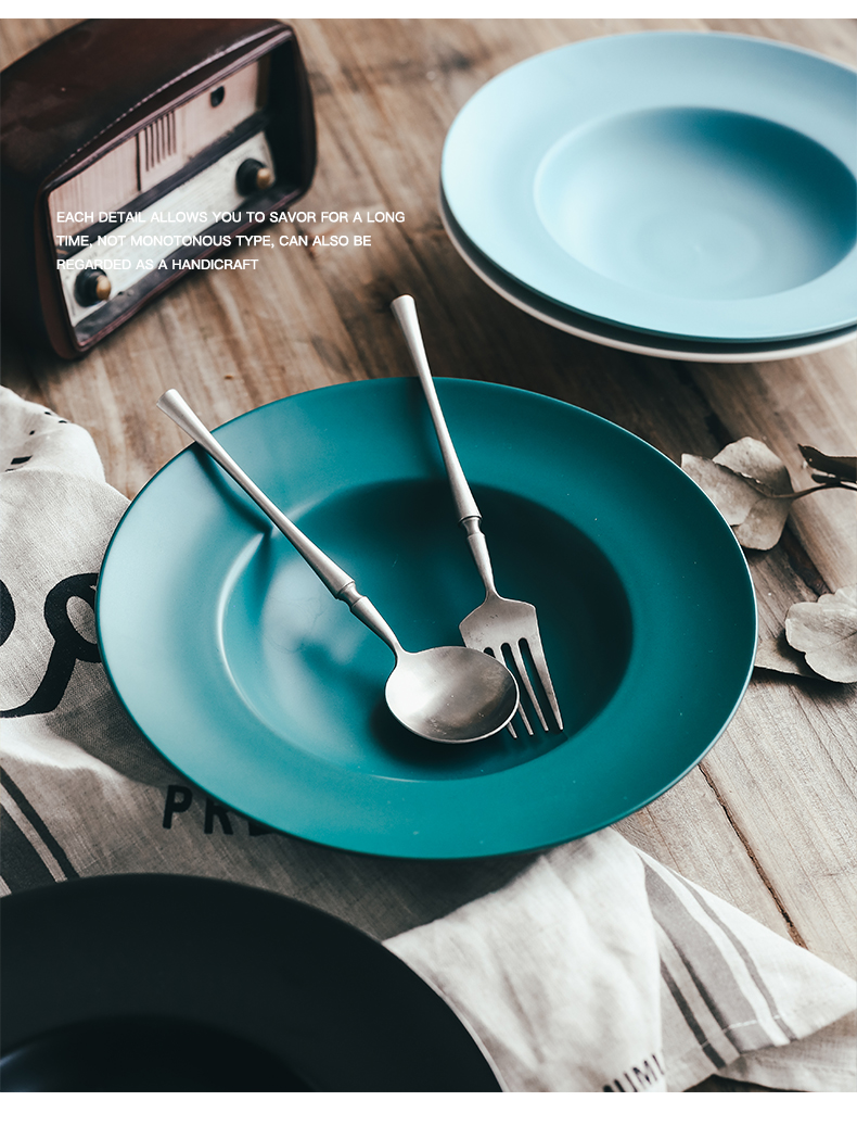 Ceramic LIDS, Nordic eat beefsteak pasta dish deep dish household food dish network HongCan plate of straw plate