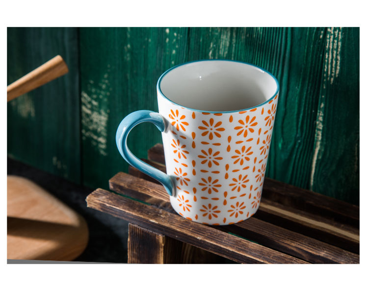 European rural wind hand - made breakfast milk cup glazed pottery porcelain mugs, 250 ml cups of coffee cups