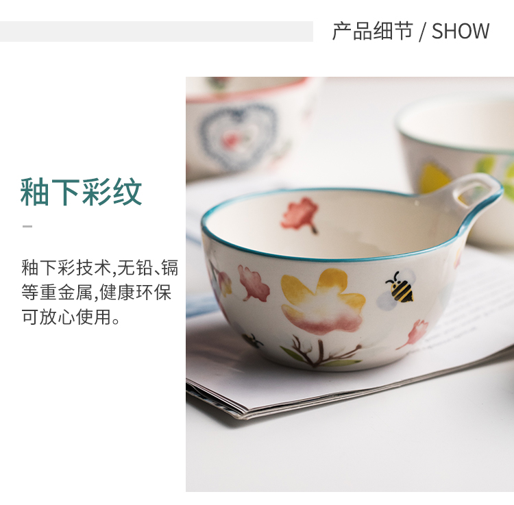 Hand - made Japanese small pure and fresh and ceramic web celebrity swathes of noodles bowl of soup bowl of single handle baked pasta dish pan, snack plate