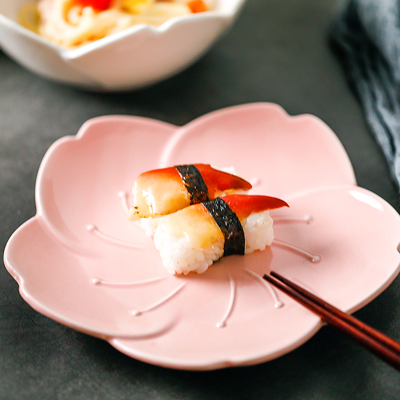 Japanese cherry blossom put ceramic dish dish creative bowl dish breakfast plate tableware suit dish fruit snack plate coffee cup