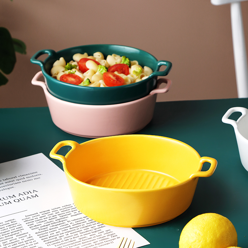 Lovely ears bake bowl household creative rainbow such use oven private network red mercifully surface ceramic tableware a single large bowl