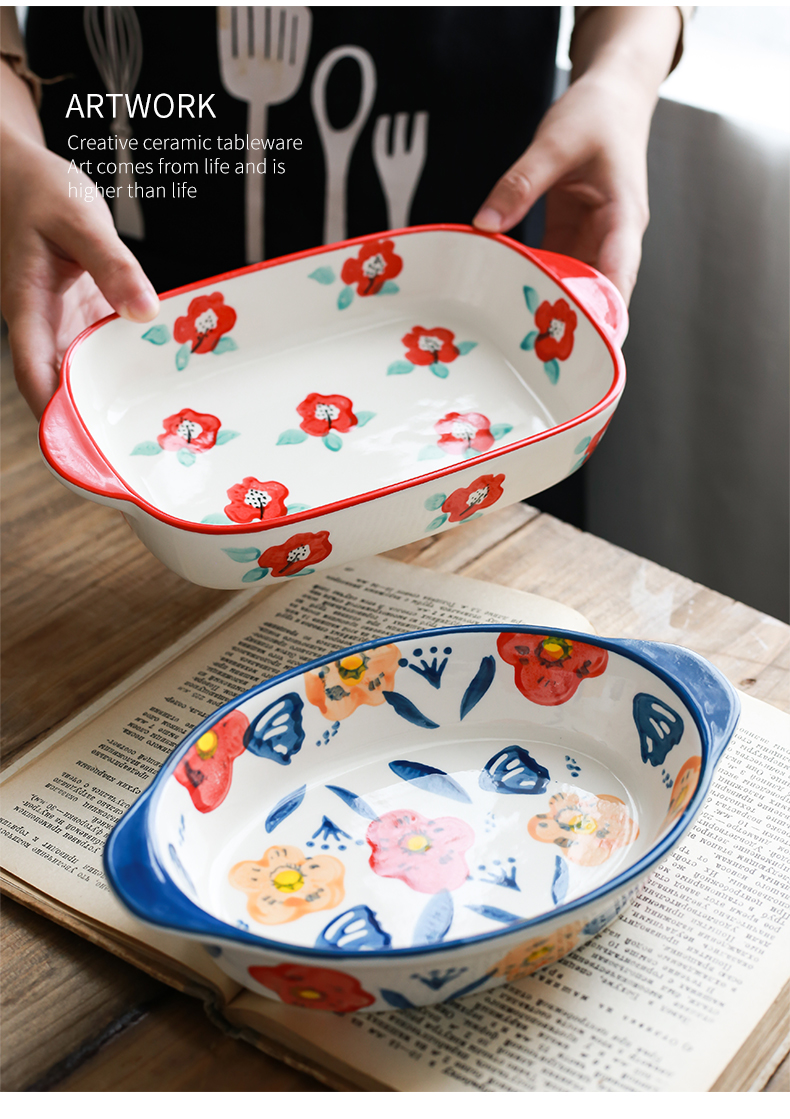 The Rural wind express little pure and fresh and candy colors with strawberry ceramic tableware girl heart home dinner plate soup bowl dish pan