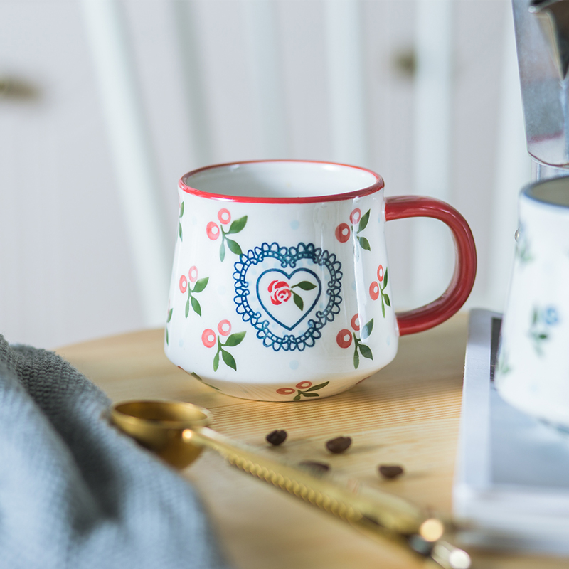 Hand - made cherry ceramic mugs, lovely ultimately responds cup home office cup Japanese breakfast cup of coffee cup