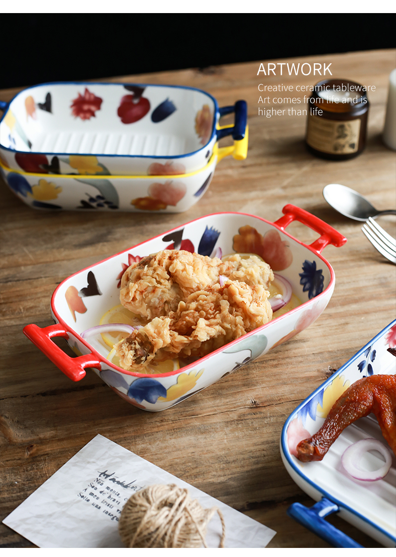 Move ears hand lace pan household ceramics baked cheese baked bread and butter dish dish dish creative western food