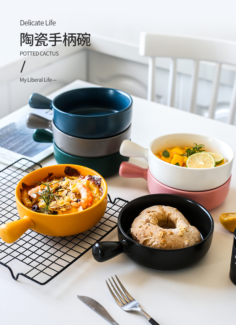 Oven baked jobs ceramic fruit salad bowl for single handle pan, Japanese household breakfast dishes on the dishes