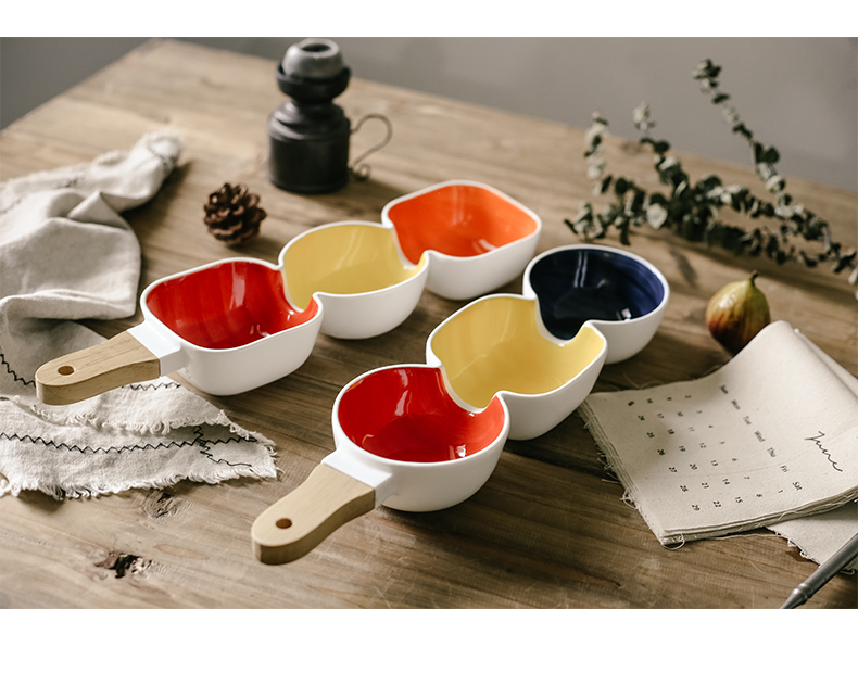 Northern wind household fruit snacks ceramic bowl bowl glaze color creative use points style salad bowl with the bowl