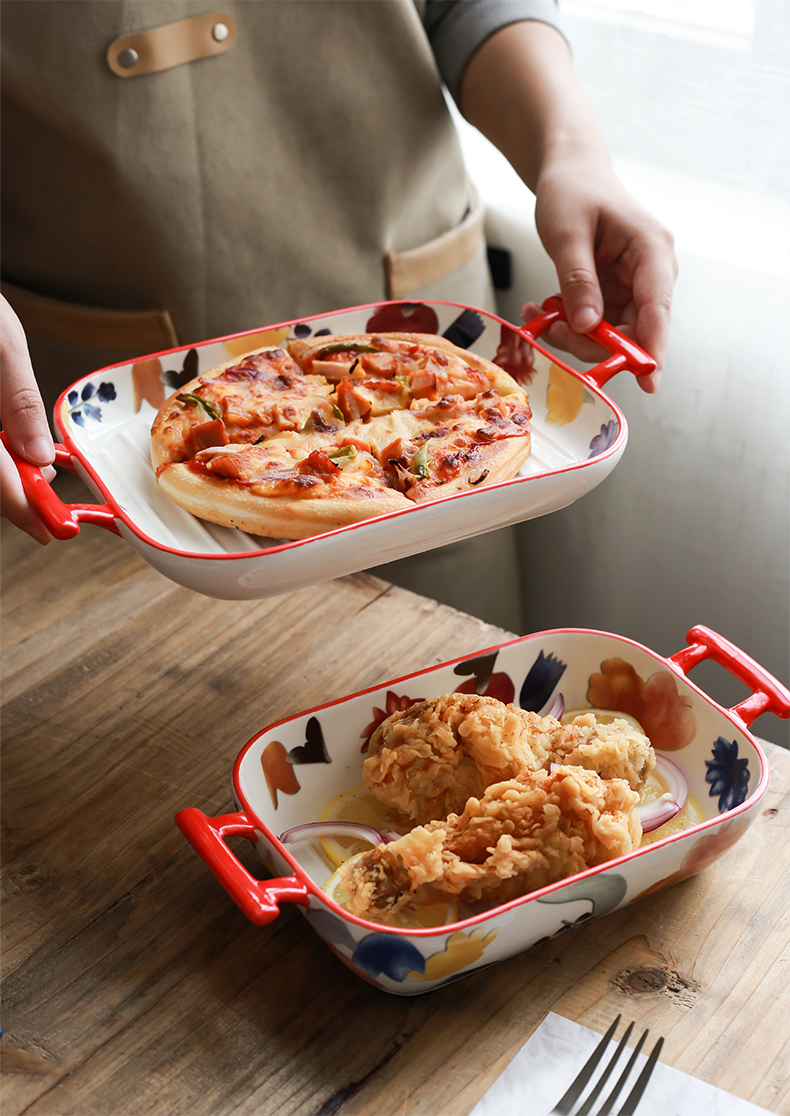 Move ears hand lace pan household ceramics baked cheese baked bread and butter dish dish dish creative western food