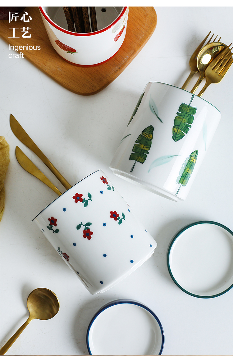 Creative, Nordic dobbin pen container variable glaze ceramic tube of chopsticks chopsticks box son chopsticks hand - made tableware kitchen supplies
