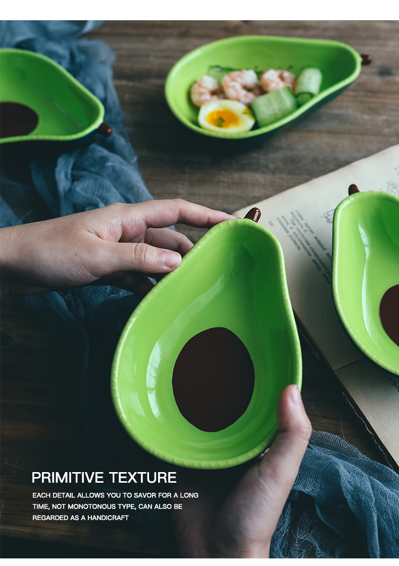 Ins Chesapeake but avocado, lovely creative ceramic plate tableware dessert snacks. The Salad bowl photo props