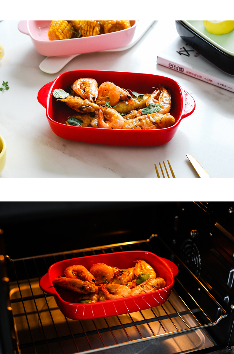 Jingdezhen ceramic ins northern wind ears paella use oven baking dish special cheese pan, a microwave oven