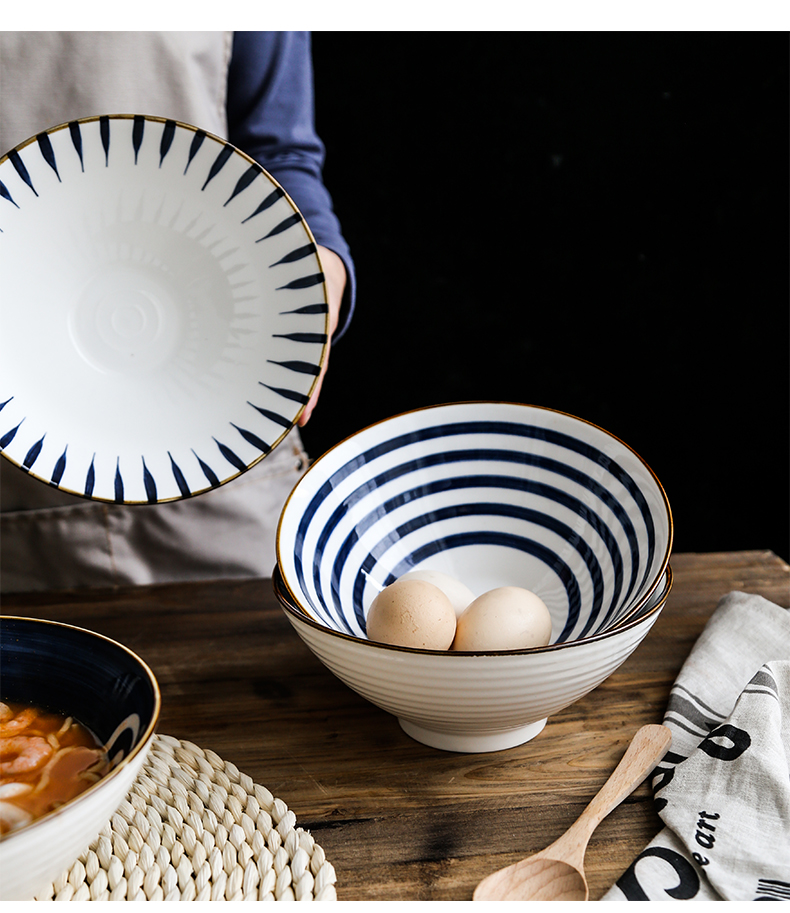 Nordic Japanese largest beef noodles in soup bowl of household ceramics rainbow such use pasta noodles rainbow such to use retro fruit salad bowl