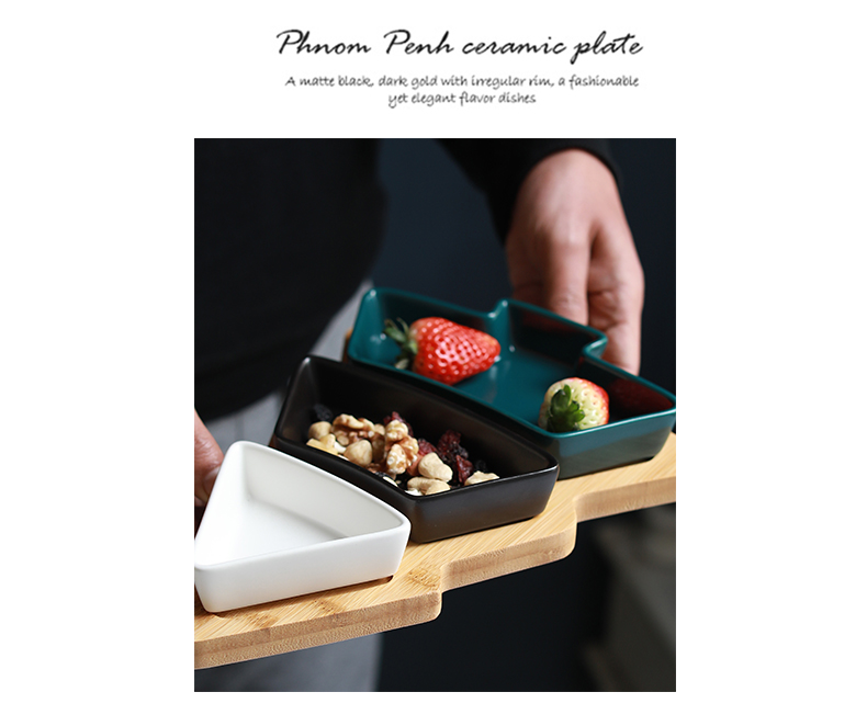 The Nordic idea bamboo tree fruit tray household trays ceramic snack plate of fruit salad plate snack plate