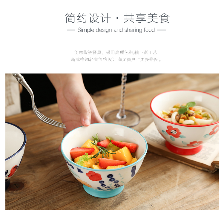 Nordic ins tall bowl home against hot hat to small rainbow such as bowl bowl hand - made rice bowls thickening single tableware