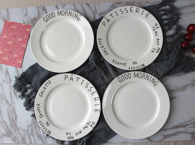 Northern wind INS breakfast French letters ceramic cake, pasta dish dish dish fruit salad steak dinner plate