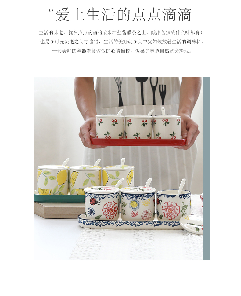 Northern wind INS cherry seasoning sauce seasoning box of kitchen pot of pottery and porcelain ceramic chopsticks home drop tube