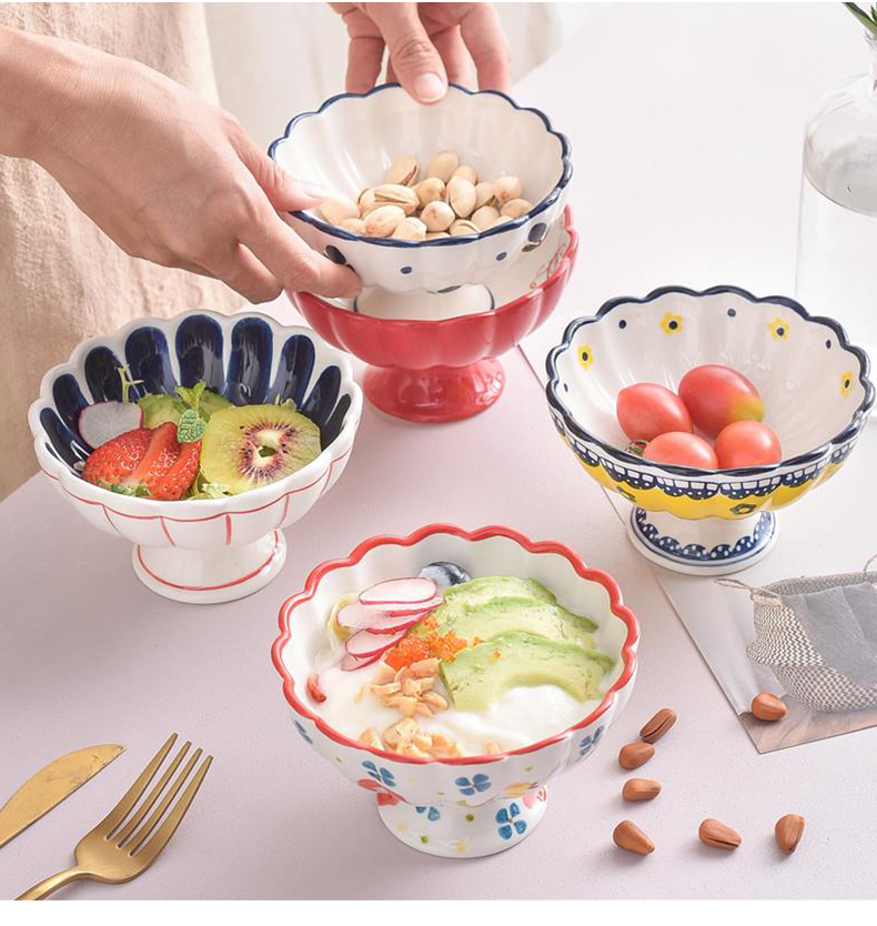 Creative high ceramic dessert pudding bowl of ice cream cup of yogurt cup small milkshake cup bowl bowl of ice cream cup bowl