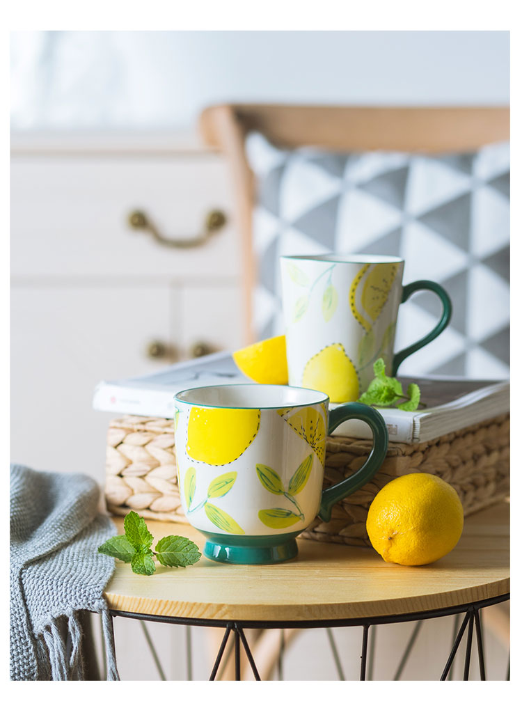 American hand - made of oat breakfast cup under the large capacity against the hot ceramic glaze coffee cup lemon keller cup