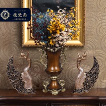 Eurostyle Extravaganza Creative Dry Flower Vase Pendulum with three sets of American-style living-room TV cabinet Xuanguan decorations