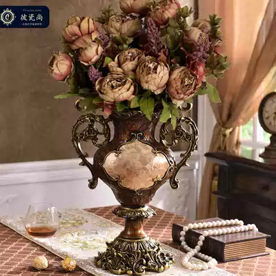 European luxury simulation Vase ornaments living room TV cabinet table dry flower arrangement American Chinese retro decorations