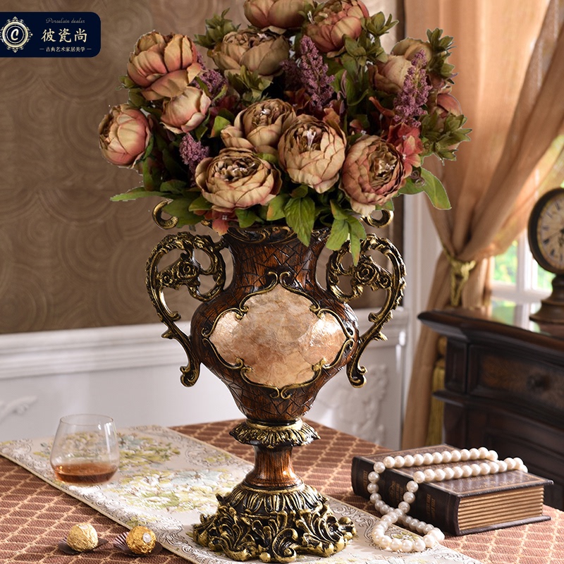 European-Style Luxury Artificial Vase Ornaments for Living Room Tv Cabinet Dining Table Dried Flower Arrangement American-Style Chinese-Style Retro Decorations
