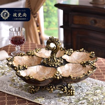 European luxury vintage dried fruit plate Creative grid candy multi-layer nut plate American living room coffee table decoration